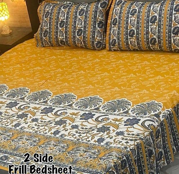 3 Pcs Cotton Printed double Bed Sheet 13