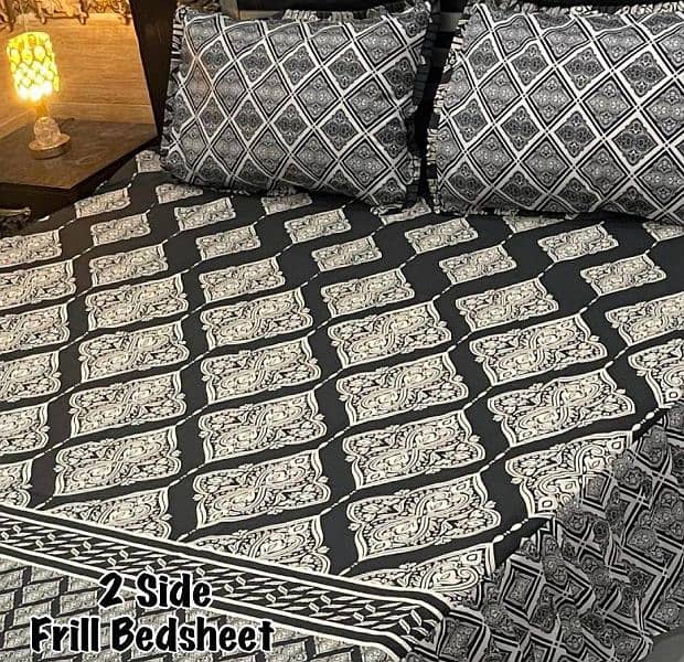 3 Pcs Cotton Printed double Bed Sheet 14