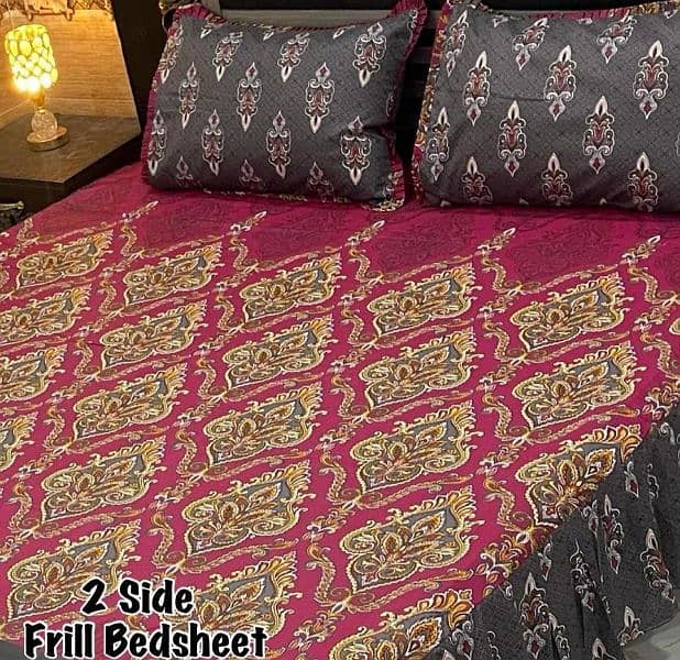 3 Pcs Cotton Printed double Bed Sheet 15