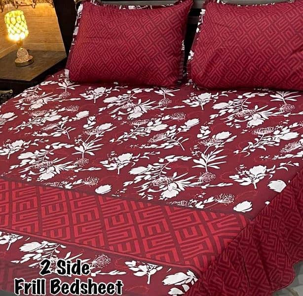 3 Pcs Cotton Printed double Bed Sheet 16