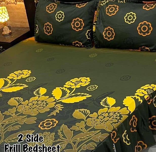 3 Pcs Cotton Printed double Bed Sheet 17