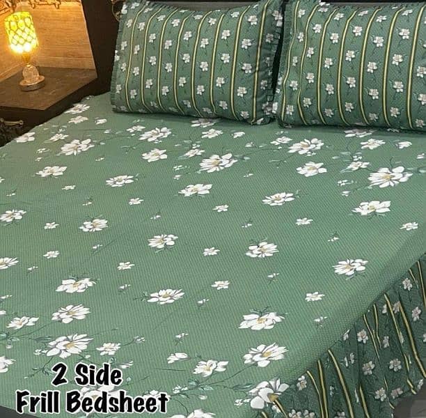 3 Pcs Cotton Printed double Bed Sheet 18