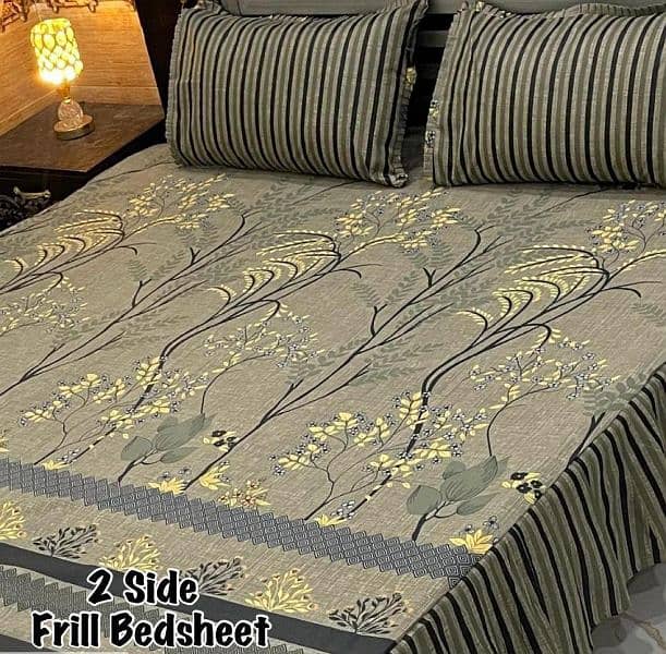 3 Pcs Cotton Printed double Bed Sheet 19