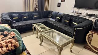 Corner l shape 7 seater sofa home used