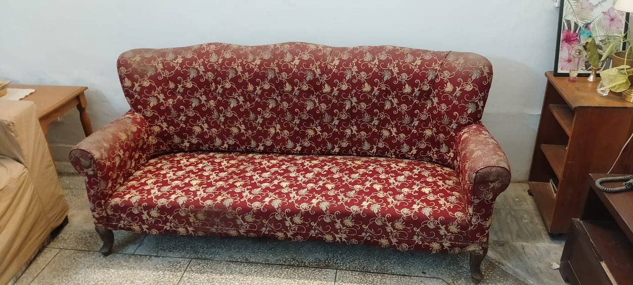 3 seater sofa (2.5 ft x 6 ft) with sofa cover included. Good quality. 2