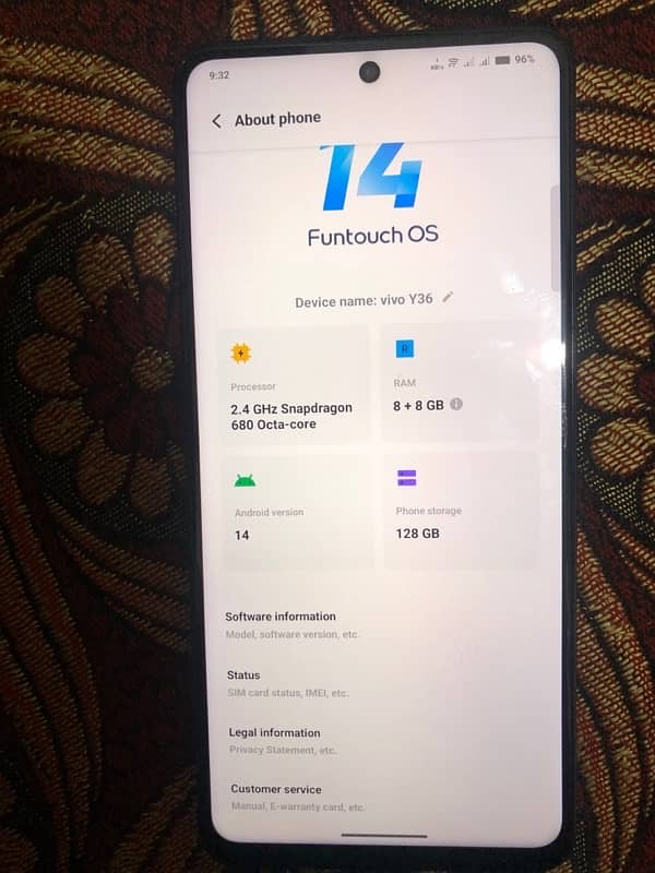 Vivo Y36  8+8 128GB Just Like New With BOX 1