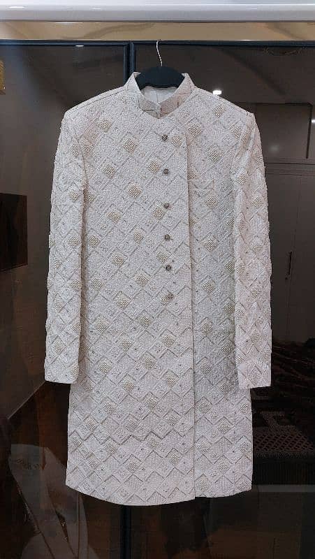 White Sherwani along turban and khussa 2