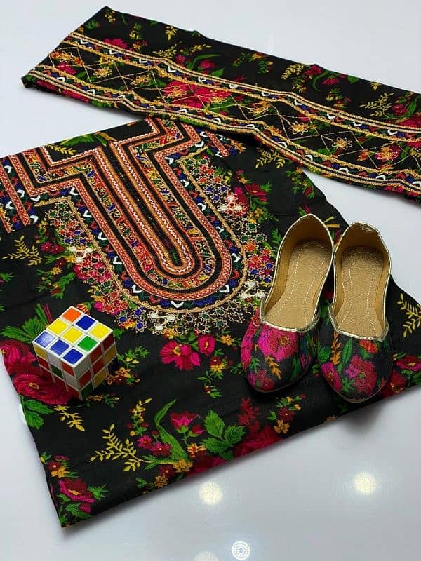 2 pcs women's Unstitched Embroidered suit 1