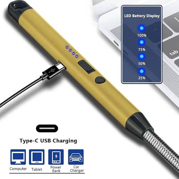 Long Candle Lighter Electric Lighter Electronic Rechargeable USB 2