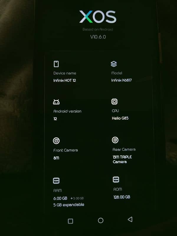 infinix hot 12 with box n charger 6+5/128 4