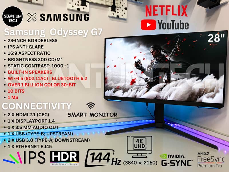 28inch IPS 4K 144Hz 1ms HDR 10 bits Samsung  Odyssey G7 Gaming Monitor 1