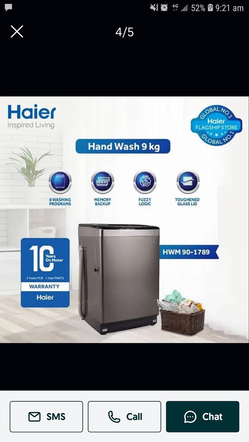 haier 90 1789 model washinge machine full automatic full load box pack 1