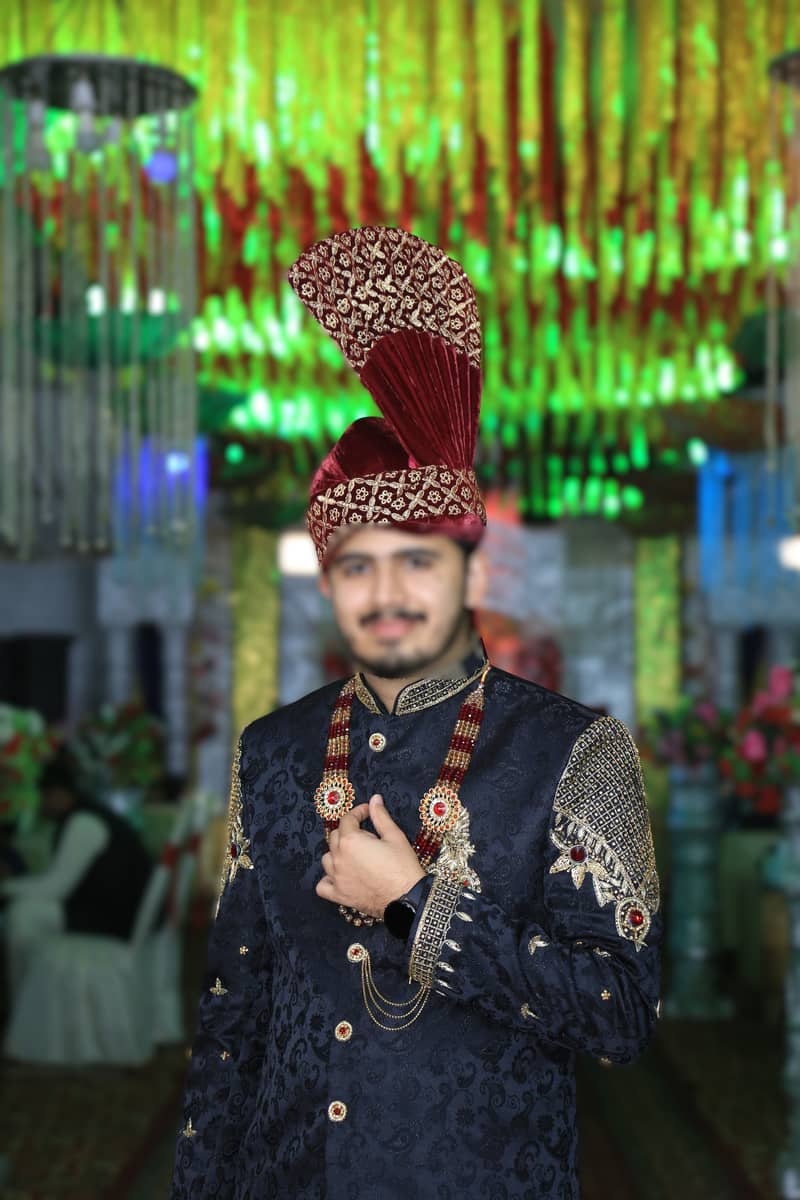 Black Fancy Embroidery sherwani malla tilla (cap) 0