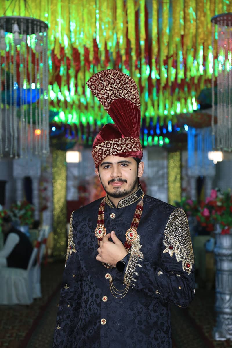 Black Fancy Embroidery sherwani malla tilla (cap) 2