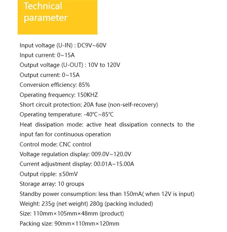 Step-Up/Boost Volt Booster 120 Volt CC CV 900 Watt LCD(BST900W) 1