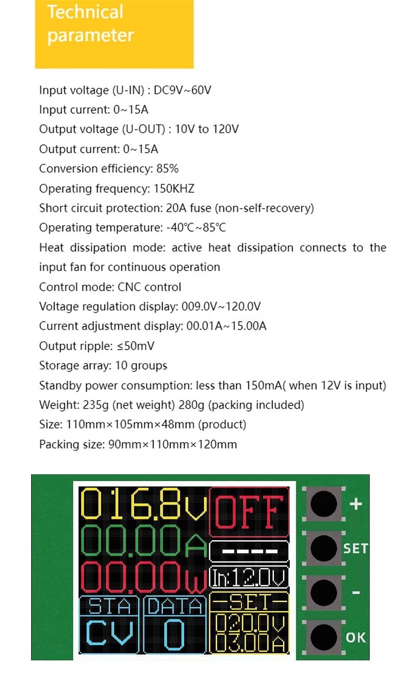 Step-Up/Boost Volt Booster 120 Volt CC CV 900 Watt LCD(BST900W) 4