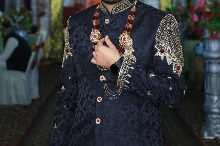 Black Fancy Embroidery sherwani malla tilla (cap) 3