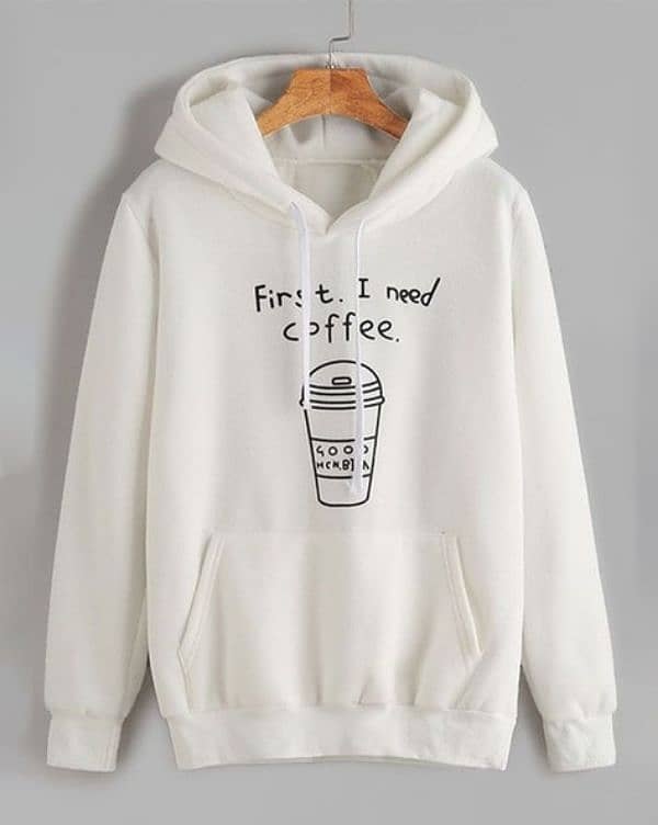 1 Pcs Printed Men's stitched Cotton Hoodie. (first I need coffee 0