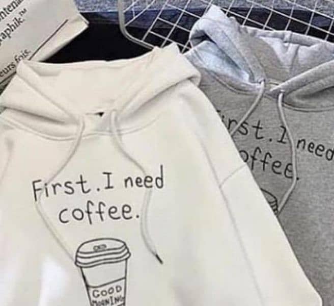 1 Pcs Printed Men's stitched Cotton Hoodie. (first I need coffee 1