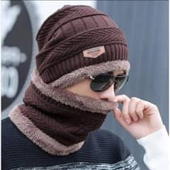 Unisex Beanie Wool Cap With Neck Warmer