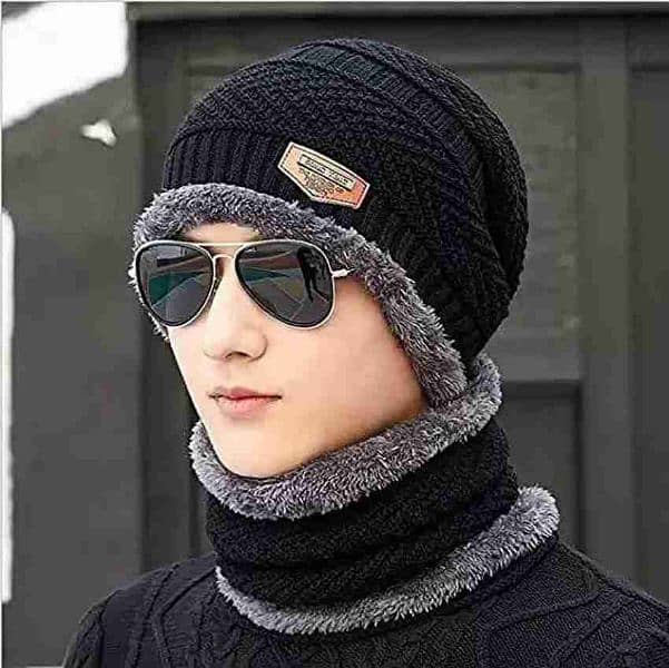 Unisex Beanie Wool Cap With Neck Warmer 3