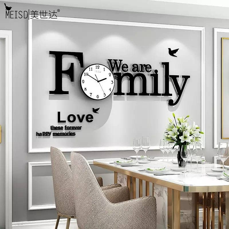 family wall clock wooden black 0