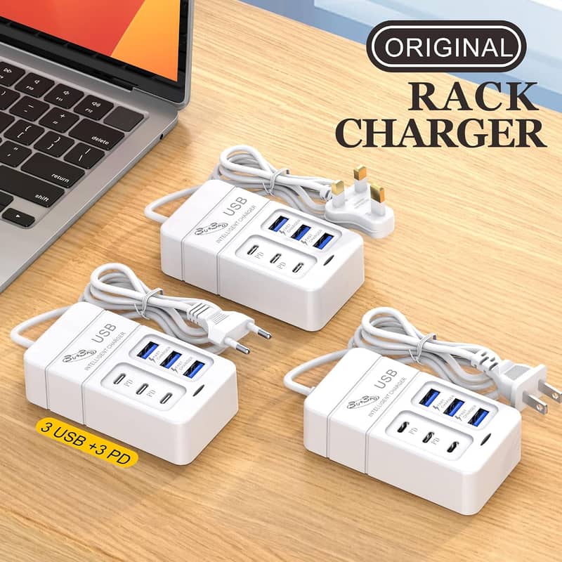 Multiple Desktop Charger, 6 Ports USB Charging Station Travel Purpose, 0