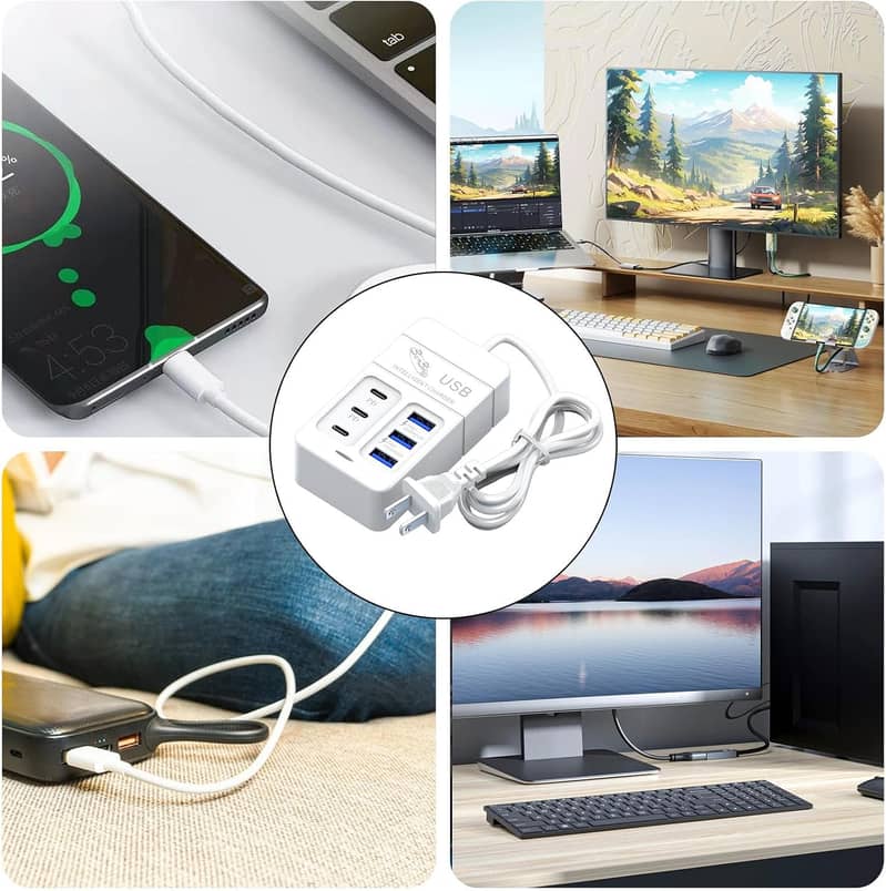 Multiple Desktop Charger, 6 Ports USB Charging Station Travel Purpose, 18