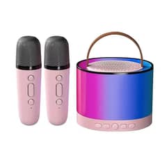 Mini Portable Bluetooth Karaoke Speaker with 2 Wireless Mics & Light