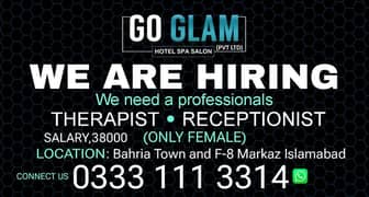 Spa Job Therapist Jobs Female Job Receptionist Job female