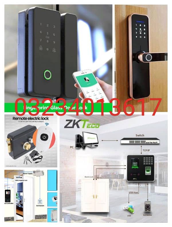 access control system smart fingerprint code handle electric door lock 3