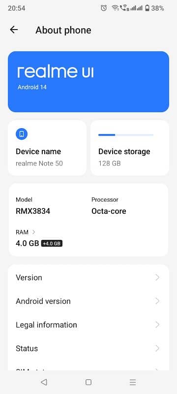 Pakistan made Realme note 50 10/10 condition 0