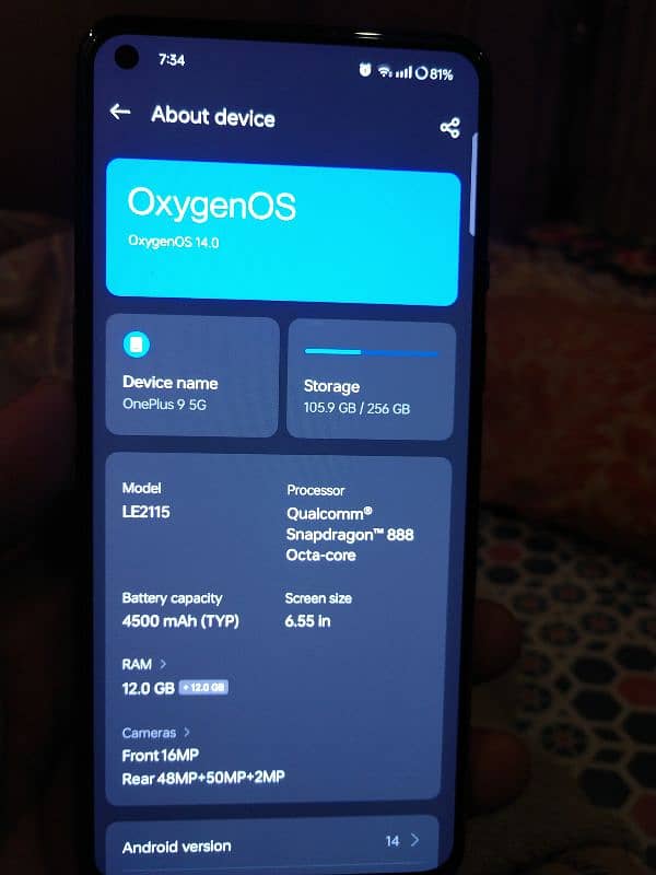 Oneplus9 Dual Sim PTA Aproved 12/256 GB 5