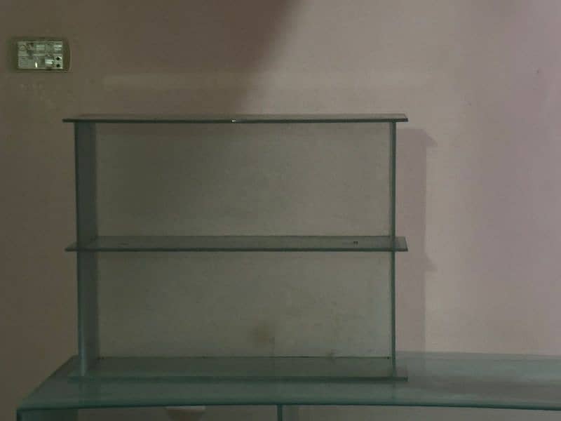 Glass Office workstation Table with a side shelf 2