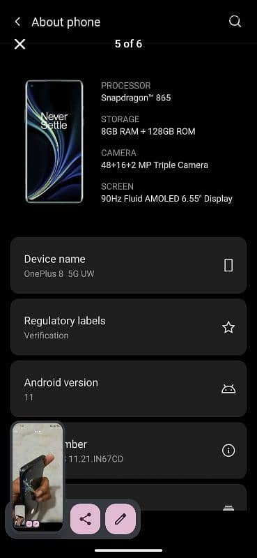 One Plus 8/ 5G  Single Sim  Approved. 4