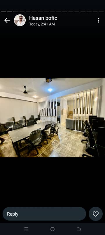 Furnished office space for rent in johar town for Silent office (Call center + Software house + Marketing office and other setup as you want) 0