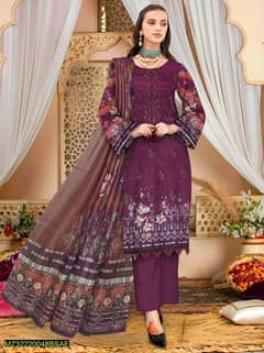 3 PCs Woman's unstitched Lawn Embroidered suit   | Home delivery only