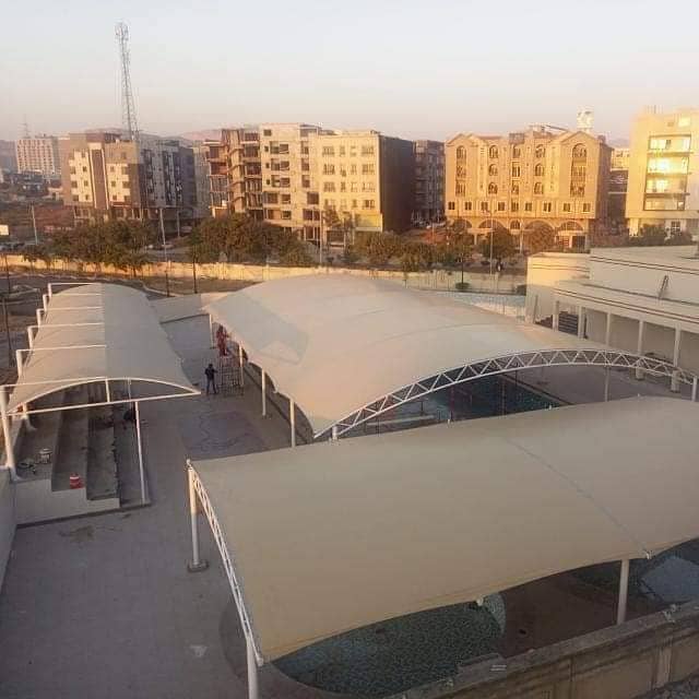 Tensile Shades in Pakistan - Wall mounted shed - Car Park - Marquee 9