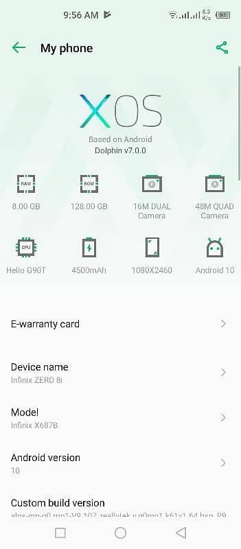 Infinix zero 8i rm 8 gb storeg 128 16