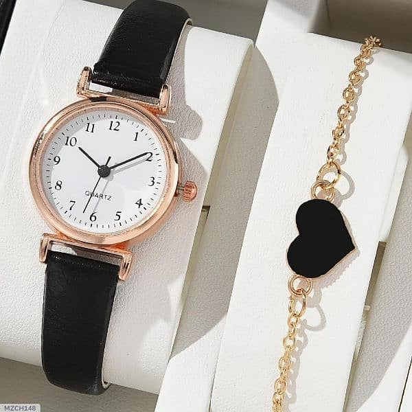 Silver Rhinestone Women’s Watch with Leather Strap - 2-Piece Set 3