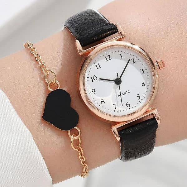 Silver Rhinestone Women’s Watch with Leather Strap - 2-Piece Set 5