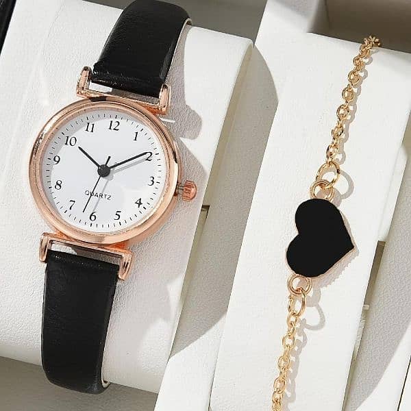 Silver Rhinestone Women’s Watch with Leather Strap - 2-Piece Set 6