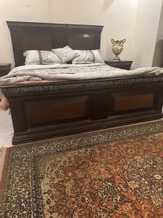 Bed Set // Bed Set with Side , Dressing Table & Mattress // Wooden Bed