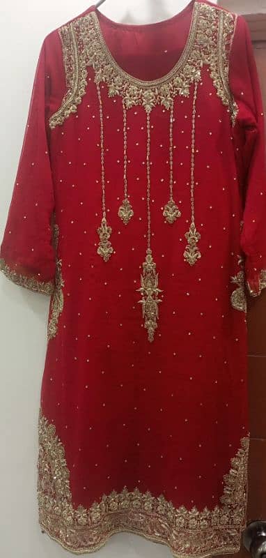 Red heavy embroidery suit 1