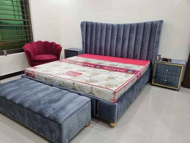 wooden bed/poshish bedset/king size bed/bed with side table 7