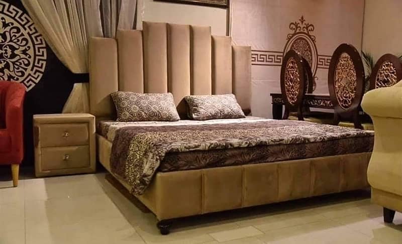 wooden bed/poshish bedset/king size bed/bed with side table 10