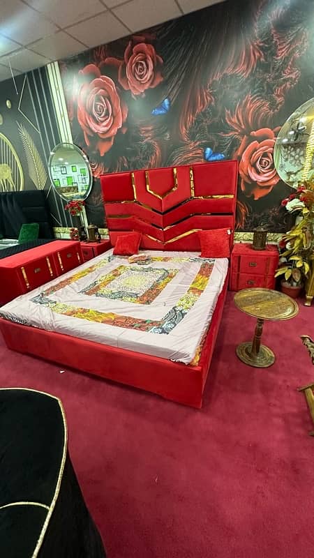 wooden bed/poshish bedset/king size bed/bed with side table 19