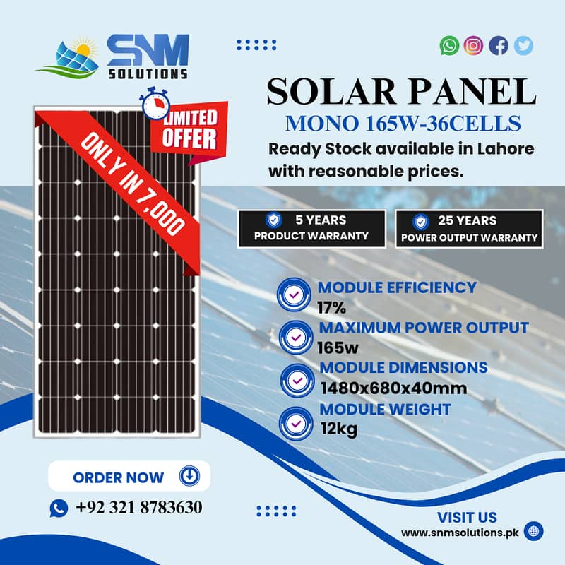 Original Solar Module Mono 165W-36Cells available for sale. 0