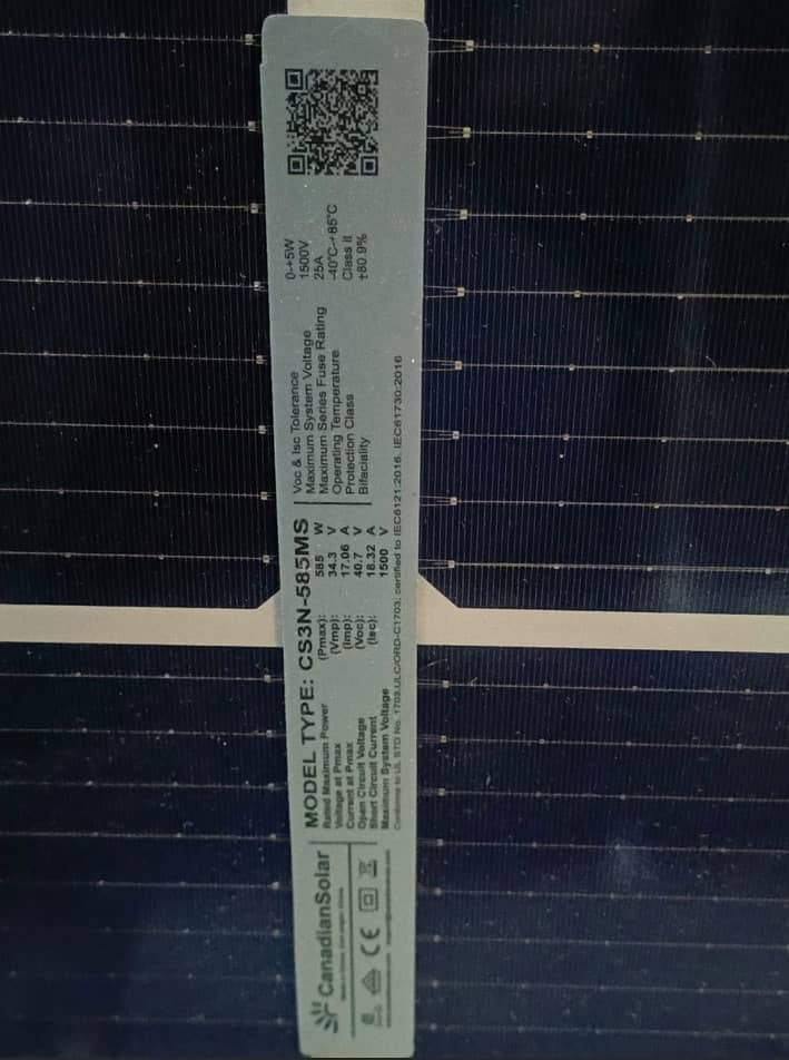 Solar Panel 585-W (NON Documented) Qty-6 1