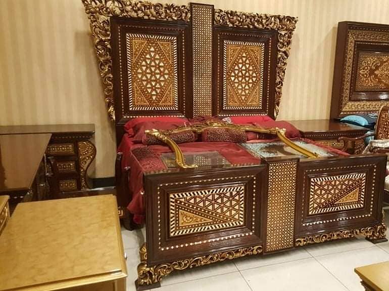 King Size Bed - Double Bed - Chinioti Bedset - Bed Dressing Side Table 1